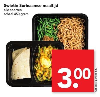 Aanbiedingen Swietie surinaamse maaltijd - Swietie - Geldig van 13/11/2016 tot 19/11/2016 bij Deen Supermarkten