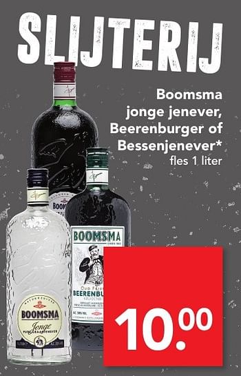 Aanbiedingen Boomsma jonge jenever, beerenburger of bessenjenever - Boomsma - Geldig van 13/11/2016 tot 19/11/2016 bij Deen Supermarkten