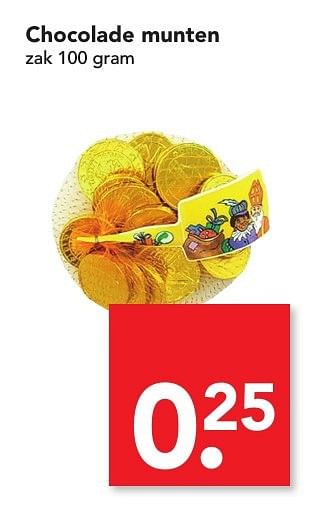 Aanbiedingen Chocolade munten - Huismerk deen supermarkt - Geldig van 13/11/2016 tot 12/11/2016 bij Deen Supermarkten