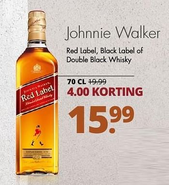 Aanbiedingen Johnnie walker red label, black label of double black whisky - Black - Geldig van 06/11/2016 tot 19/11/2016 bij Mitra