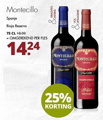 Aanbiedingen Montecillo spanje rioja reserva - Rode wijnen - Geldig van 06/11/2016 tot 19/11/2016 bij Mitra