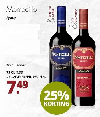 Aanbiedingen Montecillo spanje rioja crianza - Rode wijnen - Geldig van 06/11/2016 tot 19/11/2016 bij Mitra