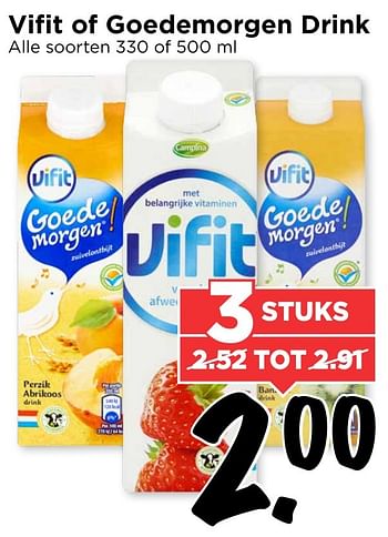 Aanbiedingen Vifit of goedemorgen drink - Vifit - Geldig van 13/11/2016 tot 19/11/2016 bij Vomar