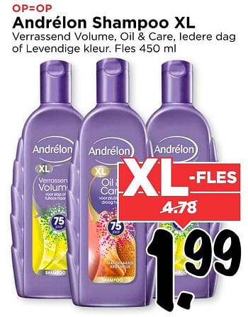 Aanbiedingen Andrélon shampoo xl - Andrelon - Geldig van 13/11/2016 tot 19/11/2016 bij Vomar