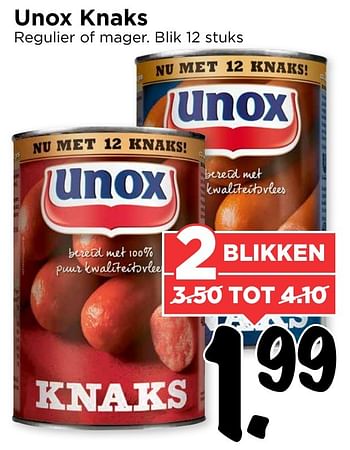 Aanbiedingen Unox knaks - Unox - Geldig van 13/11/2016 tot 19/11/2016 bij Vomar