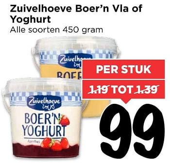 Aanbiedingen Zuivelhoeve boer`n vla of yoghurt - De Zuivelhoeve - Geldig van 13/11/2016 tot 19/11/2016 bij Vomar
