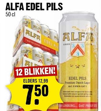 Aanbiedingen Alfa edel pils - Alfa - Geldig van 13/11/2016 tot 19/11/2016 bij Dirk III