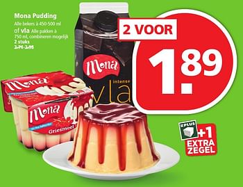 Aanbiedingen Mona pudding of vla - Mona - Geldig van 13/11/2016 tot 19/11/2016 bij Plus