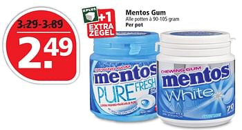 Aanbiedingen Mentos gum - Mentos - Geldig van 13/11/2016 tot 19/11/2016 bij Plus