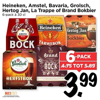 Aanbiedingen Heineken, amstel, bavaria, grolsch, hertog jan, la trappe of brand bokbier - Huismerk Vomar - Geldig van 13/11/2016 tot 19/11/2016 bij Vomar
