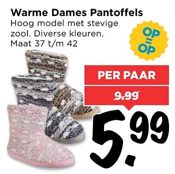 Aanbiedingen Warme dames pantoffels - Huismerk Vomar - Geldig van 13/11/2016 tot 19/11/2016 bij Vomar