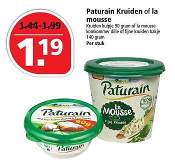 Aanbiedingen Paturain kruiden of la mousse - Paturain - Geldig van 13/11/2016 tot 19/11/2016 bij Plus