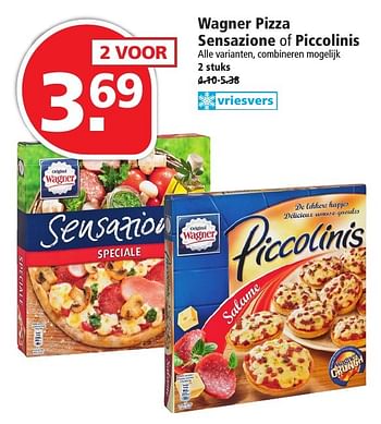 Aanbiedingen Wagner pizza sensazione of piccolinis - Original Wagner - Geldig van 13/11/2016 tot 19/11/2016 bij Plus