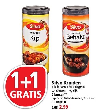 Aanbiedingen Silvo gehaktkruiden - Silvo - Geldig van 13/11/2016 tot 19/11/2016 bij Plus