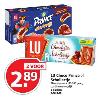 Aanbiedingen Lu choco prince of scholiertje - Lu - Geldig van 13/11/2016 tot 19/11/2016 bij Plus