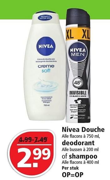 Aanbiedingen Nivea douche deodorant of shampoo - Nivea - Geldig van 13/11/2016 tot 19/11/2016 bij Plus