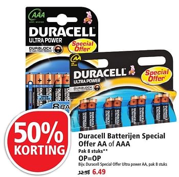 Aanbiedingen Duracell batterijen special offer aa of aaa - Duracell - Geldig van 13/11/2016 tot 19/11/2016 bij Plus