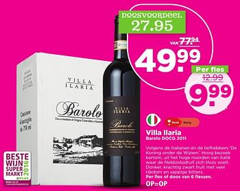 Aanbiedingen Villa ilaria barolo docg 2011 - Rode wijnen - Geldig van 13/11/2016 tot 19/11/2016 bij Plus