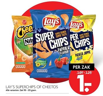 Aanbiedingen Lay`s superchips of cheetos - Lay's - Geldig van 13/11/2016 tot 19/11/2016 bij Deka Markt