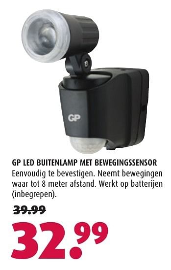 Aanbiedingen Gp led buitenlamp met bewegingssensor - GP - Geldig van 13/11/2016 tot 27/11/2016 bij Hubo