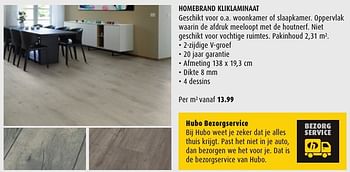 Aanbiedingen Homebrand kliklaminaat - Huismerk - Hubo  - Geldig van 13/11/2016 tot 27/11/2016 bij Hubo