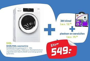 Aanbiedingen Whirlpool wasmachine fscr80420 - Whirlpool - Geldig van 07/11/2016 tot 20/11/2016 bij BCC