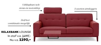 Aanbiedingen Relaxbank lounge - Huismerk - Prominent - Geldig van 06/11/2016 tot 19/11/2016 bij Prominent