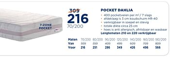 Aanbiedingen Pocket dahlia - Huismerk - TotaalBed - Geldig van 09/11/2016 tot 20/11/2016 bij TotaalBed