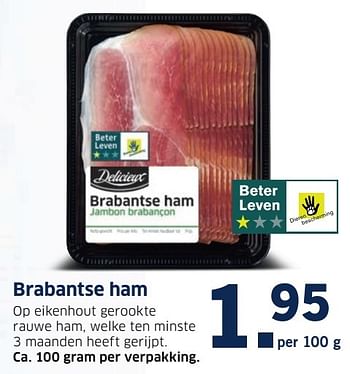 Aanbiedingen Brabantse ham - Delicieux - Geldig van 14/11/2016 tot 20/11/2016 bij Lidl