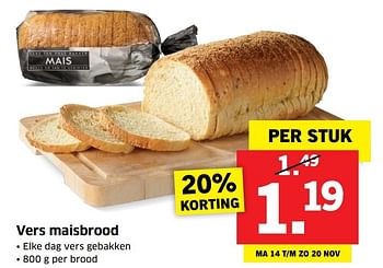 Aanbiedingen Vers maisbrood - Huismerk - Lidl - Geldig van 14/11/2016 tot 20/11/2016 bij Lidl