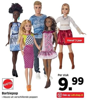 Aanbiedingen Barbiepop - Mattel - Geldig van 21/11/2016 tot 23/11/2016 bij Lidl