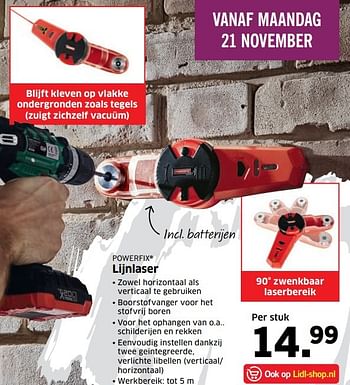 Aanbiedingen Powerfix lijnlaser - PowerFix - Geldig van 21/11/2016 tot 23/11/2016 bij Lidl