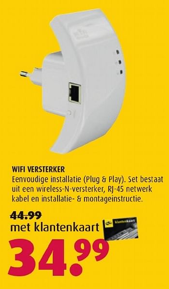 Aanbiedingen Wifi versterker - Huismerk - Hubo  - Geldig van 13/11/2016 tot 27/11/2016 bij Hubo