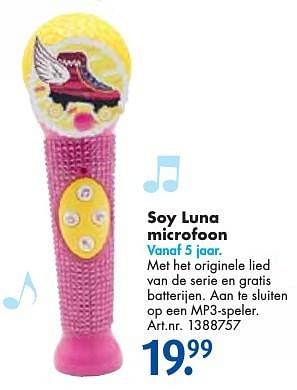 Aanbiedingen Soy luna microfoon - Disney - Geldig van 26/09/2016 tot 07/12/2016 bij Bart Smit