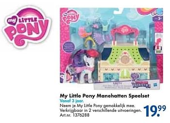 Aanbiedingen My little pony manehatten speelset - My Little Pony - Geldig van 26/09/2016 tot 07/12/2016 bij Bart Smit