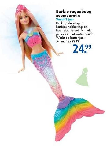 Aanbiedingen Barbie regenboog zeemeermin - Mattel - Geldig van 26/09/2016 tot 07/12/2016 bij Bart Smit