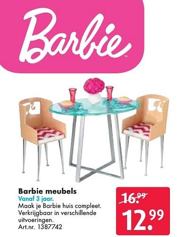 Aanbiedingen Barbie meubels - Mattel - Geldig van 26/09/2016 tot 07/12/2016 bij Bart Smit
