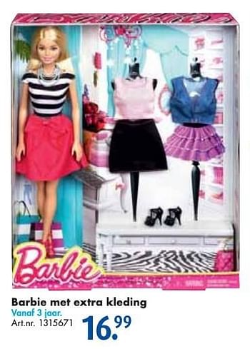 Aanbiedingen Barbie met extra kleding - Mattel - Geldig van 26/09/2016 tot 07/12/2016 bij Bart Smit