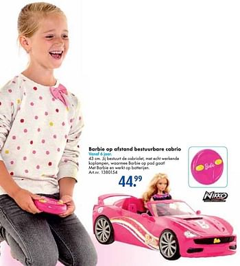 Aanbiedingen Barbie op afstand bestuurbare cabrio - Mattel - Geldig van 26/09/2016 tot 07/12/2016 bij Bart Smit