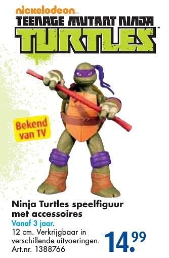 Aanbiedingen Ninja turtles speelfiguur met accessoires - Ninja Turtles - Geldig van 26/09/2016 tot 07/12/2016 bij Bart Smit