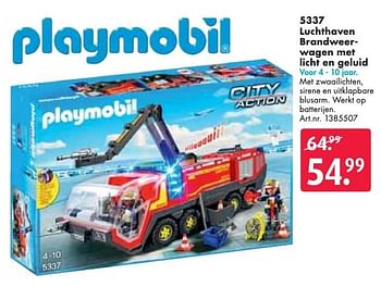 Aanbiedingen Luchthaven brandweerwagen met licht en geluid - Playmobil - Geldig van 26/09/2016 tot 07/12/2016 bij Bart Smit
