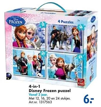 Aanbiedingen 4-in-1 disney frozen puzzel - Disney  Frozen - Geldig van 26/09/2016 tot 07/12/2016 bij Bart Smit