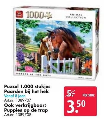 Aanbiedingen Puzzel 1.000 stukjes paarden bij het hek - King - Geldig van 26/09/2016 tot 07/12/2016 bij Bart Smit