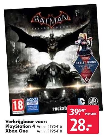 Aanbiedingen Playstation 4 batman - Warner Brothers Interactive Entertainment - Geldig van 26/09/2016 tot 07/12/2016 bij Bart Smit