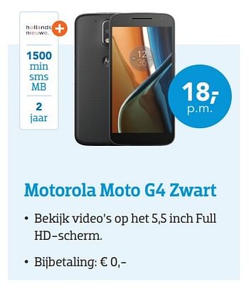 Aanbiedingen Motorola moto g4 zwart - Motorola - Geldig van 01/11/2016 tot 20/11/2016 bij Coolblue