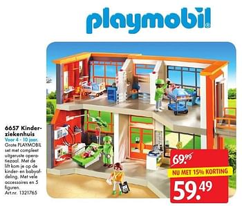 Aanbiedingen 6657 kinder - ziekenhuis - Playmobil - Geldig van 05/11/2016 tot 20/11/2016 bij Bart Smit