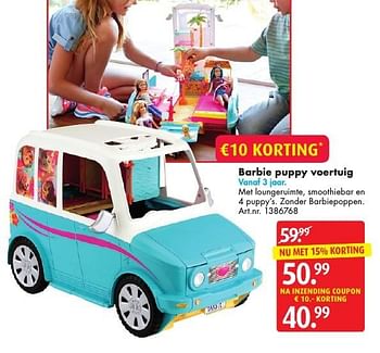 Aanbiedingen Barbie puppy voertuig - Mattel - Geldig van 05/11/2016 tot 20/11/2016 bij Bart Smit