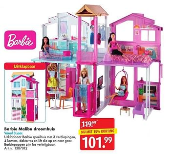 Aanbiedingen Barbie malibu droomhuis - Mattel - Geldig van 05/11/2016 tot 20/11/2016 bij Bart Smit