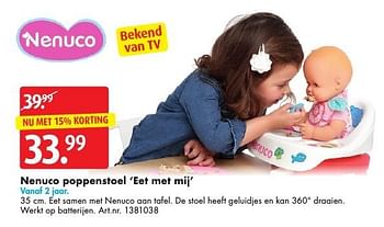Aanbiedingen Nenuco poppenstoel `eet met mij` - Nenuco - Geldig van 05/11/2016 tot 20/11/2016 bij Bart Smit
