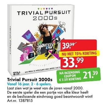 Aanbiedingen Trivial pursuit 2000s - Hasbro - Geldig van 05/11/2016 tot 20/11/2016 bij Bart Smit